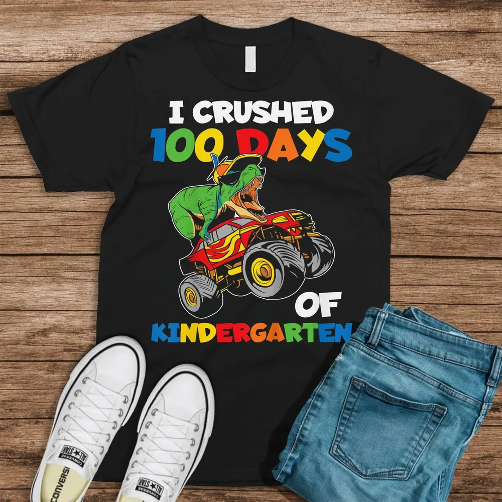 Kids 100th day of Kindergarten crushed 100 days of Kindergarten T-Shirt Unisex Standard T-Shirt black s