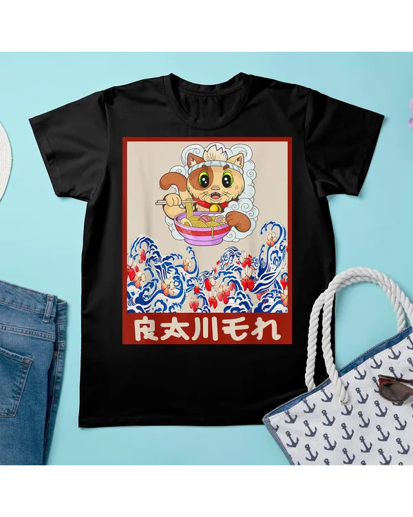 Ramen Cat Anime Bowl Kawaii Neko Japanese T-Shirt