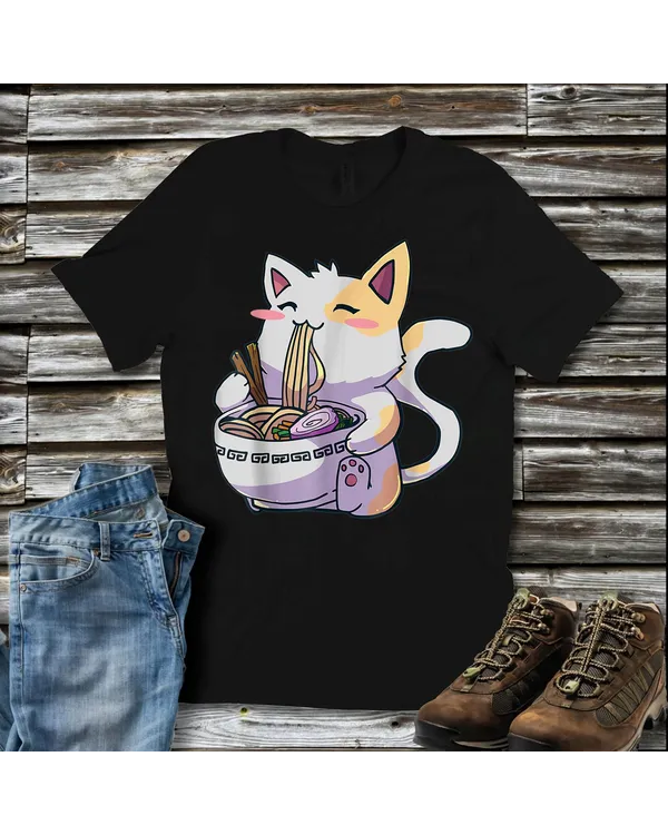 Kawaii Cat Japan Ramen T-Shirt