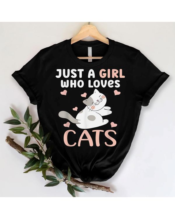 Just A Girl Who Loves Cats Funny Kitty Women Cute Kawaii Cat T-Shirt