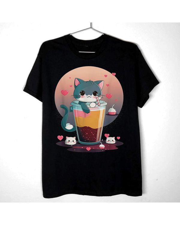 Cat Boba Tea kawaii Kitty Bubble Tea Anime T-Shirt